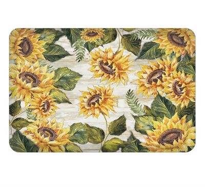 Laural Home Sunflowers on Shiplap Anti-Fatigue Kitchen Mat