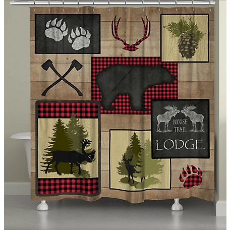 Laural Home Lumberjack Plaid Lodge Patch Shower Curtain