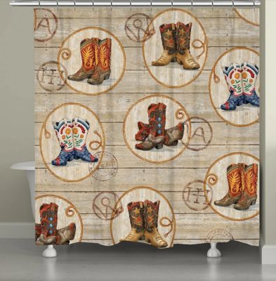 Laural Home Western Boots Shower Curtain