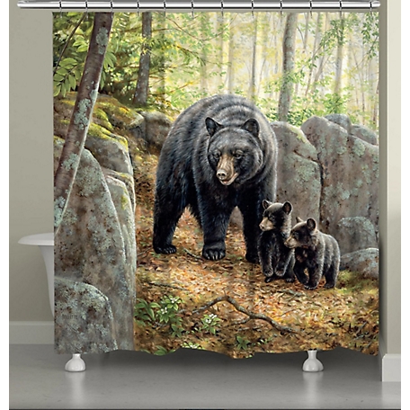 Laural Home Black Bear with Cubs Shower Curtain