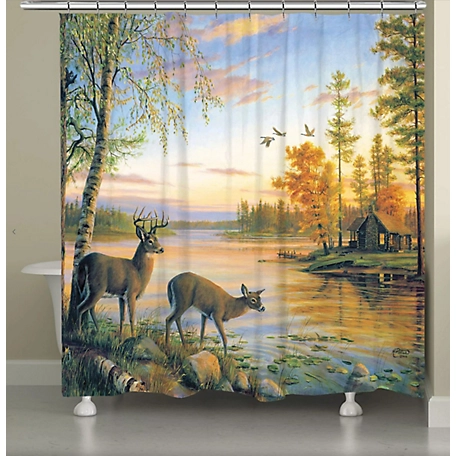 Loon Peak Braylen Welcome to The Lake Single Shower Curtain, Brown