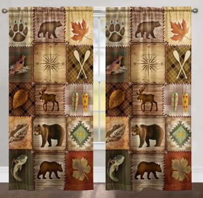 Laural Home Plaid Lodge Patch 84 in. Room Darkening Window Panel