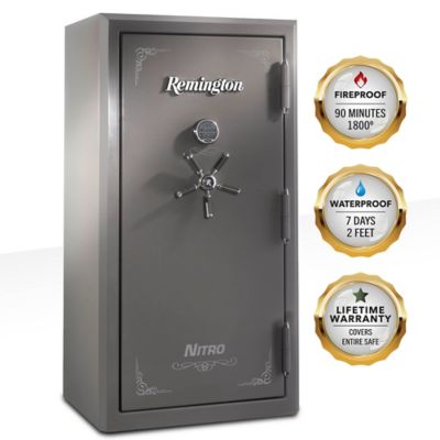 Remington Nitro 36 Long Gun + 6 Handgun, Dual E-Lock & Key Lock, 90 Min. Fire Rating, Gun Safe, Seltzer Gray Gloss Finish