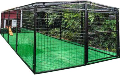 OverEZ Regular 16 ft. Chicken Run, 7 ft. x 16 ft. x 4 ft., Black Metal Wire Chicken Cage with Easy Assembly