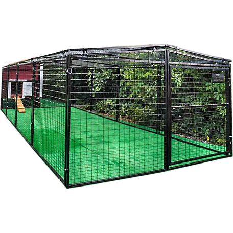 OverEZ Regular 16 ft. Chicken Run, 7 ft. x 16 ft. x 4 ft., Black Metal Wire Chicken Cage with Easy Assembly