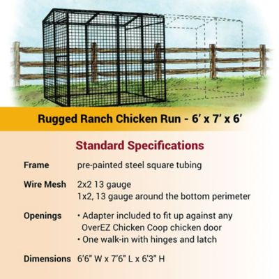 Image showing  Walk-in 8 ft. Chicken Run, 15 Chicken Capacity, 6 ft. 6 in. x 7 ft. 6 in. x 6 ft. 3 in. Outdoor Chicken Pen