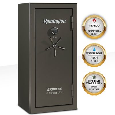 Remington Express 24 Long Gun + 4 Handgun, Dual E-Lock & Key Lock, 60 Min. Fire Rating, Gun Safe, Graphite Satin Metallic Finish -  SAR5924E