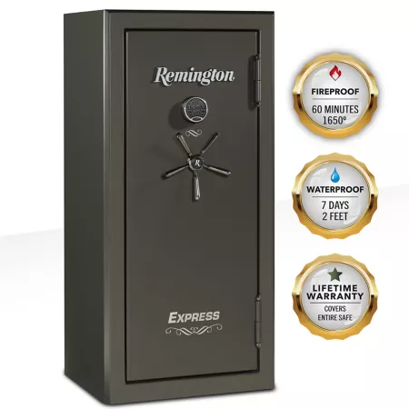 Remington 24 long gun + 4 handguns 11.21 cu Electronic Express Gun Safe/Key Lock 60 min Fire rating metallic finish Gun Safes