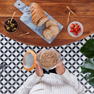 Image showing  750 mL French Glass Super Terrine Canning Jars with Straight Body, Airtight Rubber Seal and Glass Lids, 4 ct.