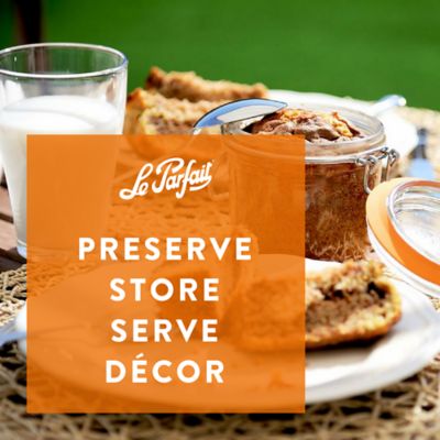 Image showing  500 mL French Glass Super Terrine Canning Jars with Straight Body, Airtight Rubber Seal and Glass Lids, 4 ct.