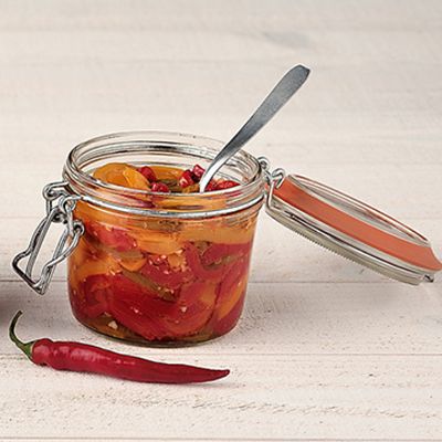 Image showing  200 mL Super Terrine French Glass Canning Jara with Straight Body, Airtight Rubber Seal and Glass Lids, 6 ct.