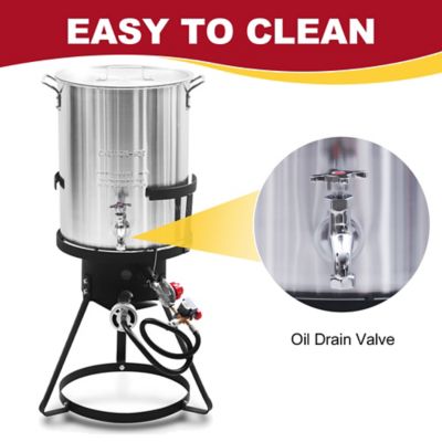 Image showing  30 qt. Outdoor Camping Fryer with Oil Drain Valve and Timer for Turkey