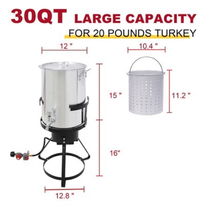 Image showing 5 th Red Mountain Valley 30 qt. Outdoor Camping Fryer with Oil Drain Valve and Timer for Turkey