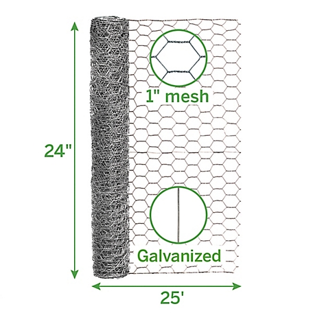 YARDGARD 1 in. Mesh x 24 in. x 25 ft. Handy Roll Vinyl-Coated Poultry  Netting/Chicken Wire, Green at Tractor Supply Co.