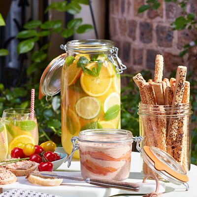 Image showing  3L French Glass Super Canning Jars with Rounded Body, Airtight Rubber Seal and Glass Lids, 3 ct.