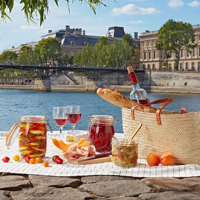 Image showing  1L French Glass Super Canning Jars with Rounded Body, Airtight Rubber Seal and Glass Lids, 4 ct.