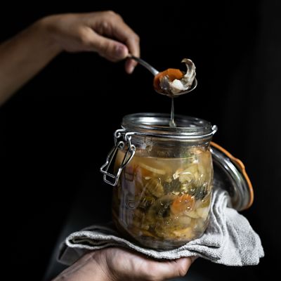 Image showing  750 mL French Glass Super Canning Jars with Rounded Body, Airtight Rubber Seal and Glass Lids, 4 ct.