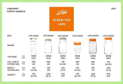 Image showing  1L Wide Mouth French Glass Screw Top Storage Jars with 2 pc. Gold Lids, 4 ct.