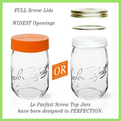 Image showing 5 th Le Parfait 1L Wide Mouth French Glass Screw Top Storage Jars with 2 pc. Gold Lids, 4 ct.