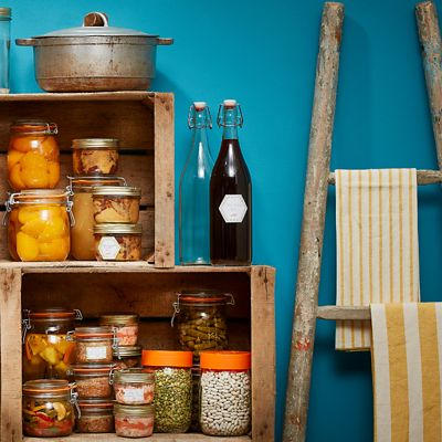 Image showing  1L Swing Top French Glass Preserving Bottles with Stainless Steel Hinged Stopper, 3 ct.