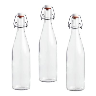 Le Parfait 500 mL French Glass Swing Top Preserving Bottles with Stainless Steel Hinged Stoppers, 3 ct.