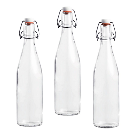Le Parfait 3 Pack Swing Top Bottles - 500Ml French Glass Preserving Bottles with Stainless Steel Hinged Stopper, LPSB0500