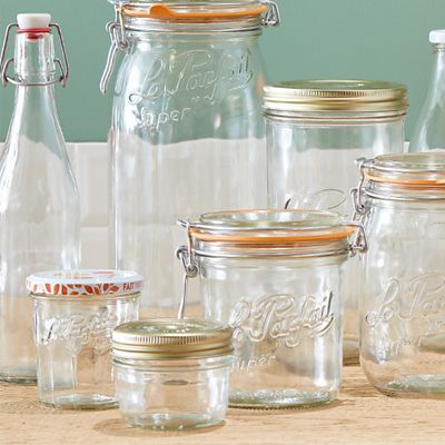 Image showing  500 mL French Glass Swing Top Preserving Bottles with Stainless Steel Hinged Stoppers, 3 ct.