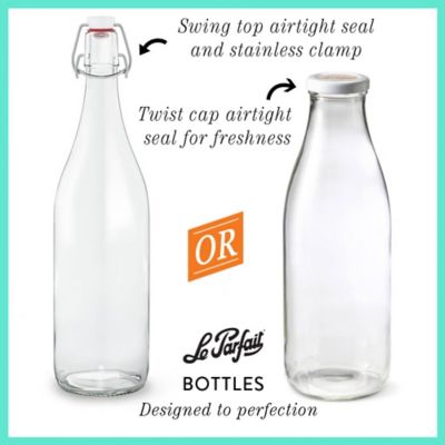 Image showing 5 th Le Parfait 500 mL French Glass Swing Top Preserving Bottles with Stainless Steel Hinged Stoppers, 3 ct.