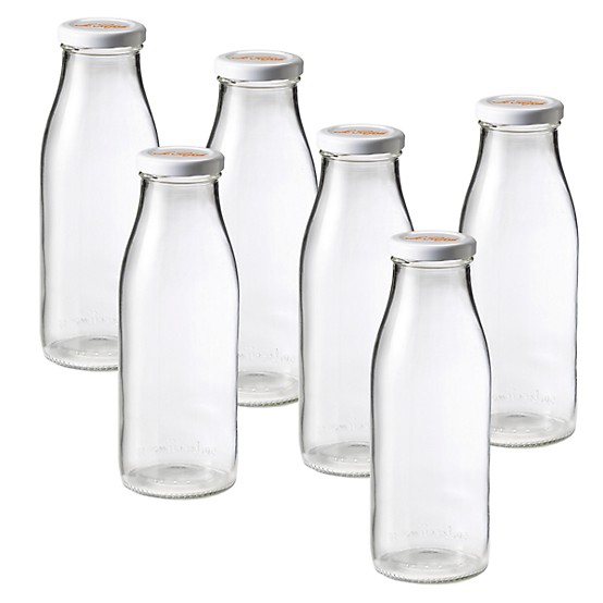 French Glass Milk Bottle with Metal Twist Cap French Glass Milk Bottle with Metal Twist Cap