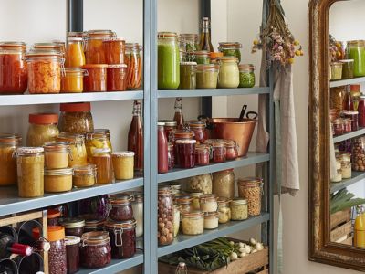 Image showing  16 oz. French Glass Preserving Milk Bottles with 48 mm Printed Logo Metal Twist Caps, 6 ct.