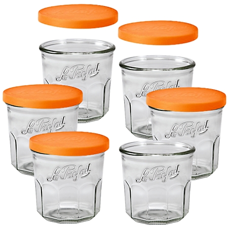 Le Parfait 6 Pack Jam Pot - 445Ml Faceted French Working Glass with Snap Cover, LPJP0445