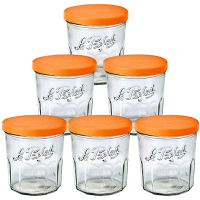 Le Parfait 6 Pack Jam Pot - 324Ml Faceted French Working Glass with Snap Cover, LPJP0324
