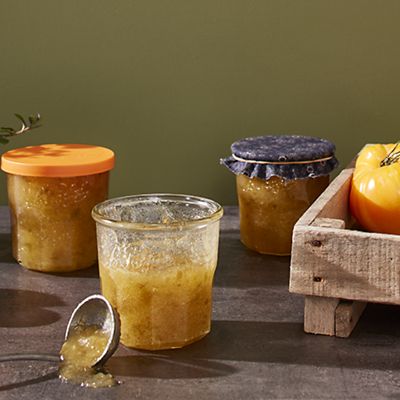 Image showing  11 oz. Faceted French Working Glass Jam Pots with Snap Covers, 6 ct.