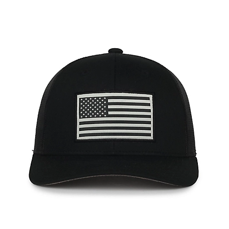 Outdoor Cap 6 Panels, Cotton Twill Meshback Cap with Plastic Snap Closure and USA Flag Logo