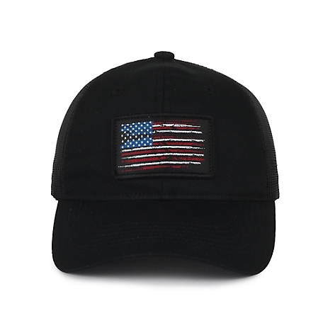 Outdoor Cap 6 Panels, Cotton Twill, Meshback Cap with Plastic Snap Closure and Us Flag Logo