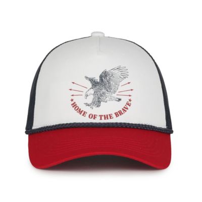 Outdoor Cap 5 Panels, Cotton Twill, Meshback Cap with Plastic Snap Closure and Eagle Home of the Brave Logo