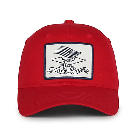 Outdoor Cap 6 Panels, Cotton Twill Cap with Plastic Snap Closure and Eagle/Flag United We Stand Logo