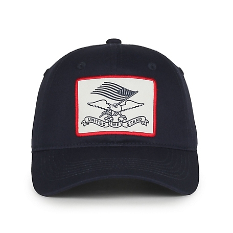 Outdoor Cap 6 Panels, Cotton Twill Cap with Plastic Snap Closure and Eagle/Flag United We Stand Logo