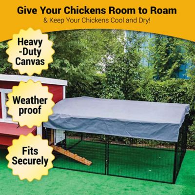 Image showing  Heavy-Duty Chicken Run Tarp Cover, Fits 8 ft. Walk-in Run, 6 ft. 6 in. x 7 ft. 6 in. x 6 ft. 3 in., Weatherproof