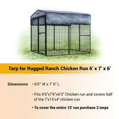 Image showing  Heavy-Duty Chicken Run Tarp Cover, Fits 8 ft. Walk-in Run, 6 ft. 6 in. x 7 ft. 6 in. x 6 ft. 3 in., Weatherproof