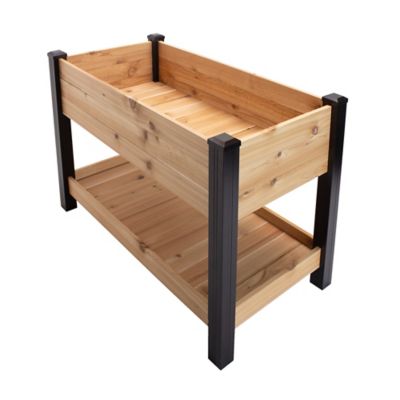 Outdoor Essentials 5.5 cu. ft. Cedar Haven Elevated Planter with Shelf, 2 ft. x 4 ft.