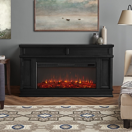 Real Flame Torrey Wide Storage Electric Fireplace, 4020E-BLK