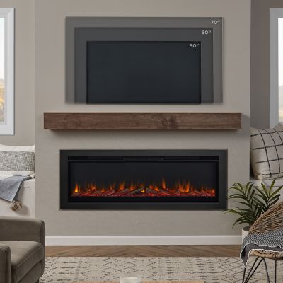 Image showing  65 in. Wall Mounted Recessed Electric Fireplace