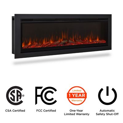 Image showing  65 in. Wall Mounted Recessed Electric Fireplace