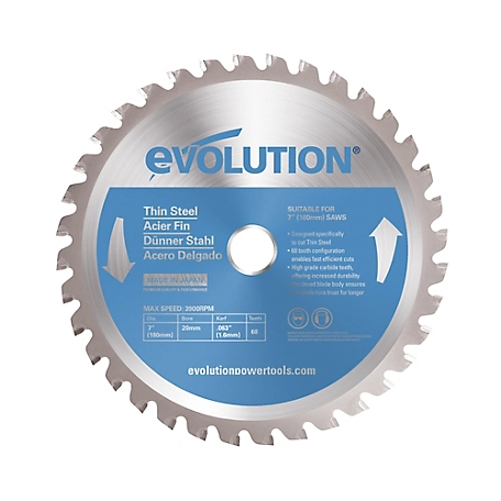 Evolution 7 in. Thin Steel Cutting Blade, 20Mm Arbor, 180BLADETS