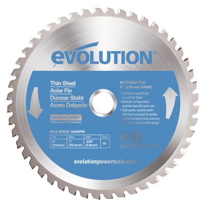 Evolution 9 in. 68-Tooth Thin Steel Cutting Blade, 1 in.