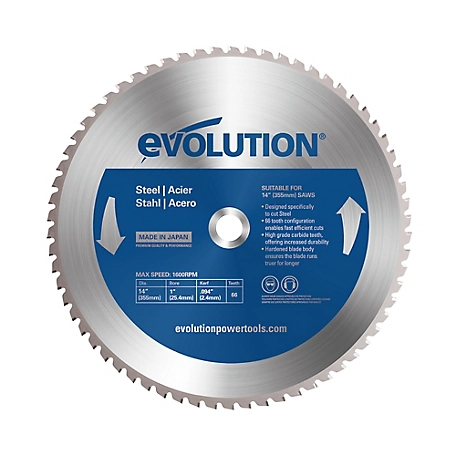Evolution 14 in. 66 Tooth Mild Steel Cutting Blade, 1 in. Arbor