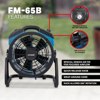 Image showing  Variable Speed Portable Battery-Operated Rechargeable Cordless Outdoor Misting Fan and Air Circulator