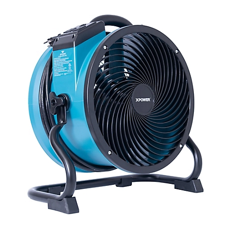 XPOWER Sealed Motor Industrial Axial Air Mover Blower and Fan with Built-In Outlets, 2,100 CFM, 1/4 HP, Variable Speed
