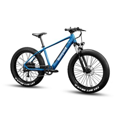 Honeywell Adult 500W El Capitan x Fat Tire Electric Mountain Bike with Up to 40 Miles Battery Life, Blue